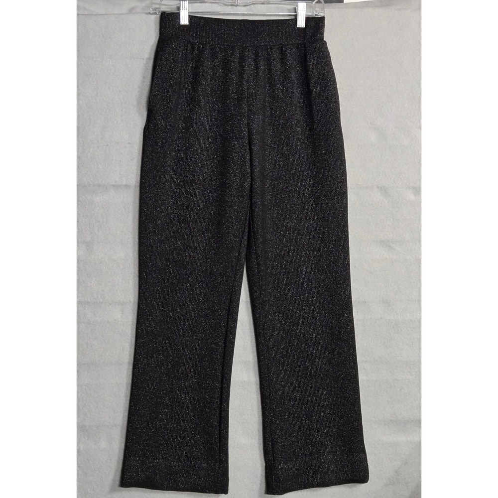 Danskin Black Metallic Shimmer Wide‎ Leg Pants Glitter Elastic Waist Women's XS